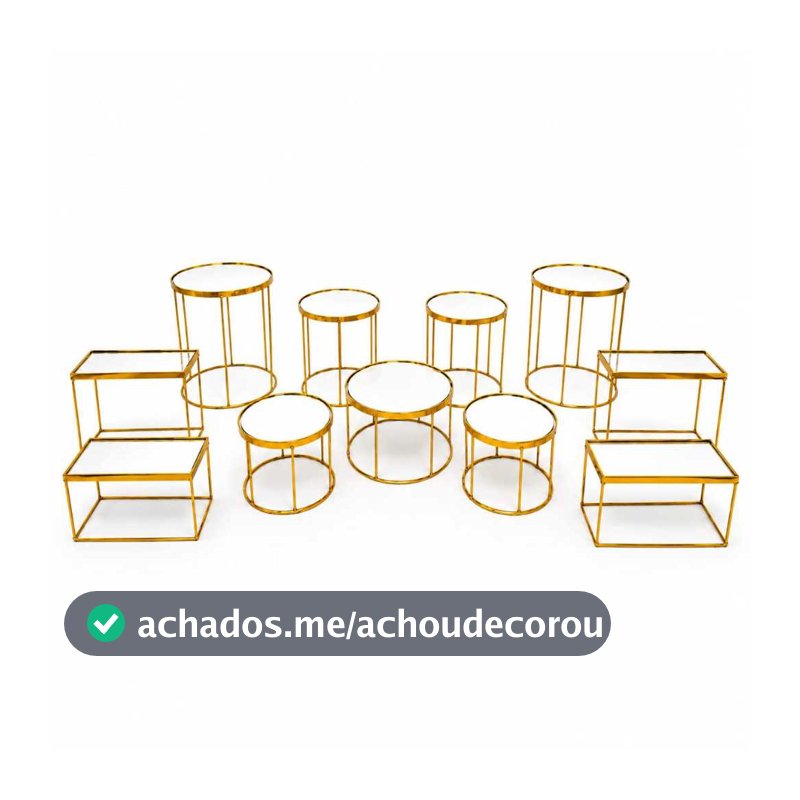 Kit 11 Peças Boleira E Bandejas Para Decoração De Festa Espelhado