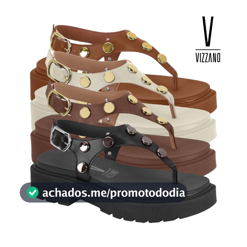Sandália Feminina Vizzano Casual Flatform Tratorado Fivela Detalhes Pedraria Confortável Original