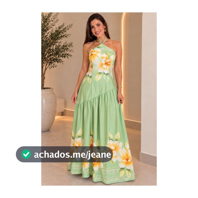 Vestido Louise Longo Feminino Floral Corte Assimétrico Elegante Verão