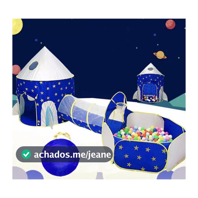 Barraca Menino Tenda Túnel 3x1 Foguete Cabana Com Piscina Be Bolinhas Infantil