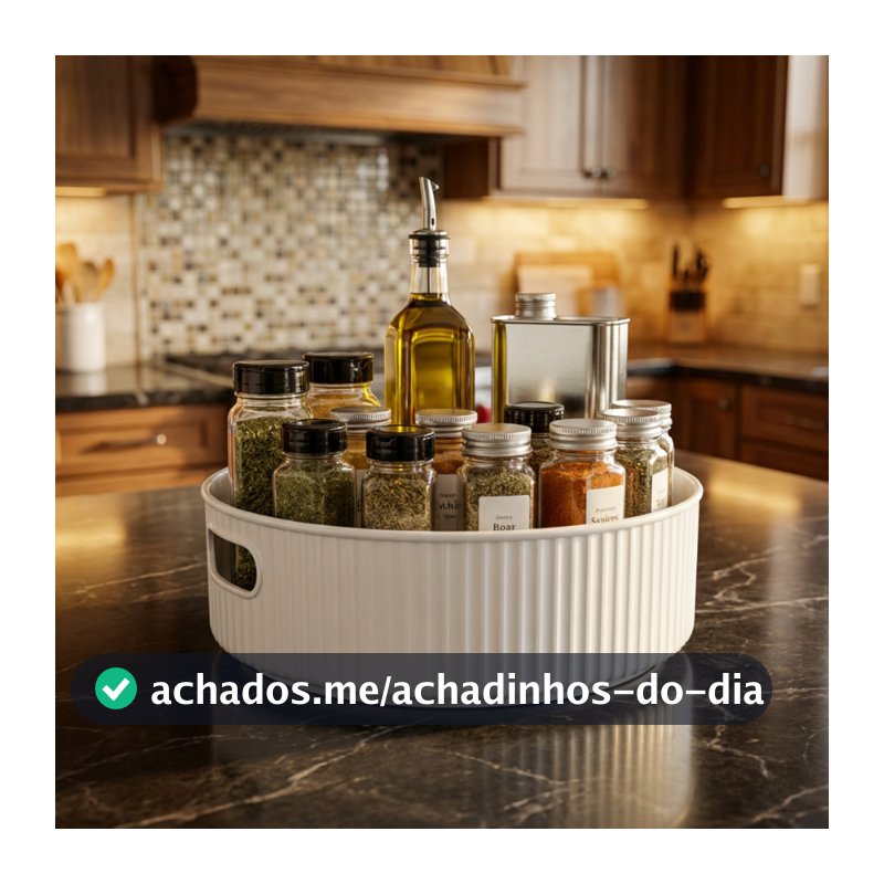 Organizador Giratório  Multiuso  Bandeja para Cozinha, Temperos Frutas Maquiagem Banheiro e Quarto