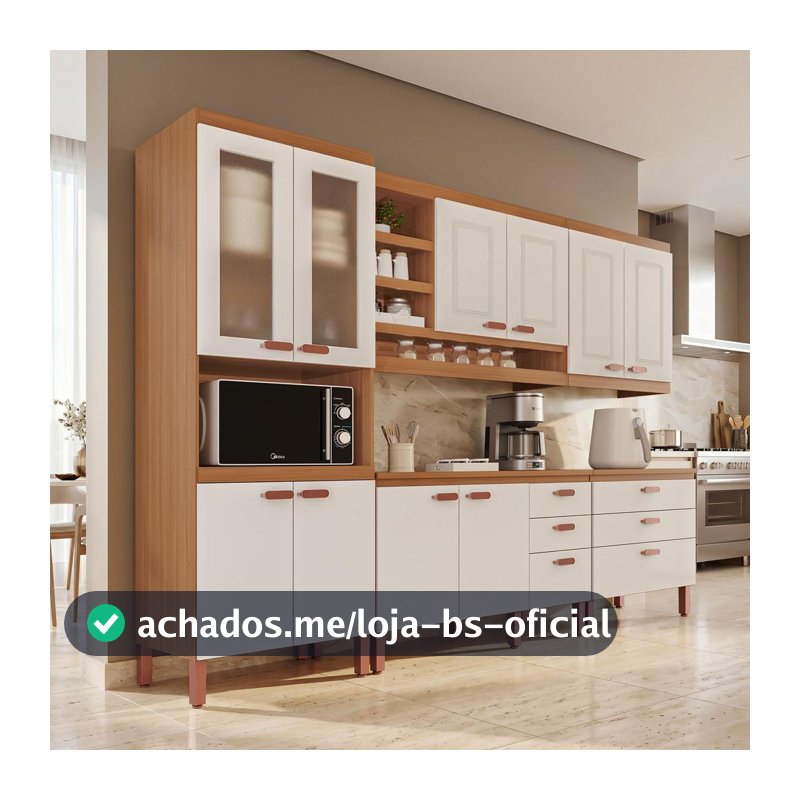 Cozinha Modulada Completa Móveis Home 100% MDF 10 Portas e 6 Gavetas