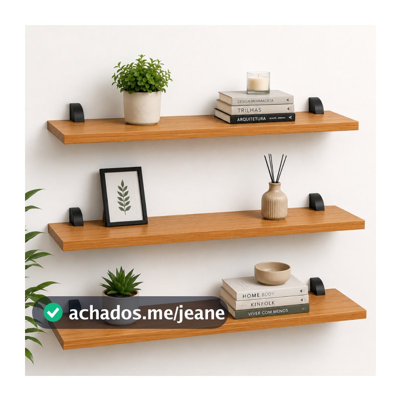 Kit 3 Prateleira MDF Parede Suporte Invisível Bico de Tucano Nicho Suspenso Sala Cozinha Banheiro