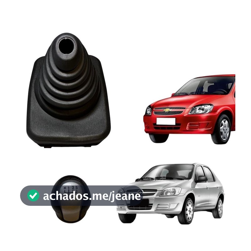 Kit Coifa + Manopla Bola Câmbio Marcha Prisma 07/12 Celta 2007/2016 Prata/Cinza