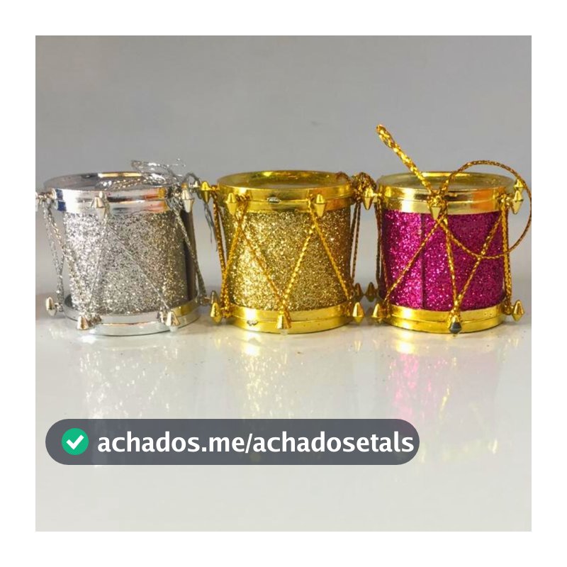 Enfeite Natal C/6 unidades De Tambor com Glitter 3,8cm NT0205 Arvore De Natal Decoração