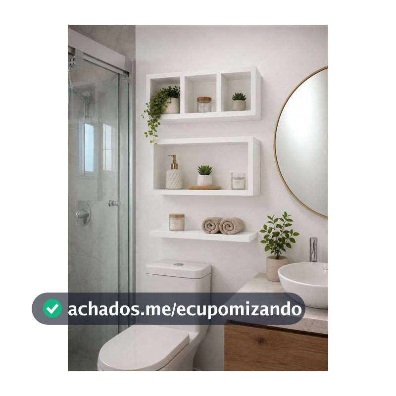 Kit Nichos Banheiro MDF Decorativo Organizador Lavabo 3 Peças