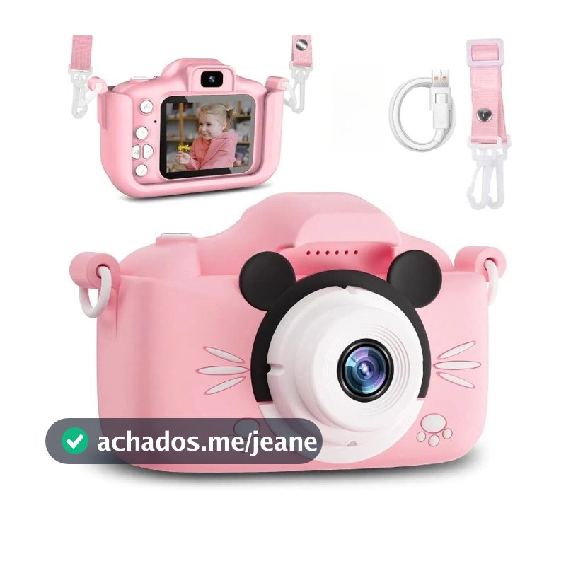 Câmera Digital Infantil Modelo Mickey Silicone Antichoque Recarregável USB Tira Foto e Grava Vídeo