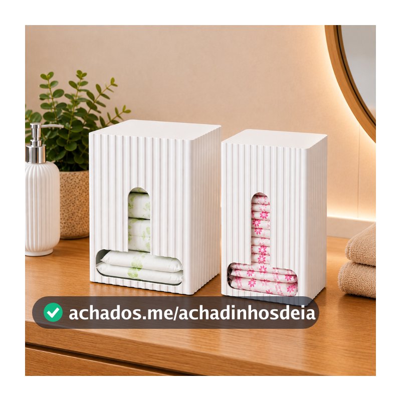 Kit Porta Absorvente e Protetor Diário Organizador Dispenser de Banheiro e Armário Moderno Elegante Feminino