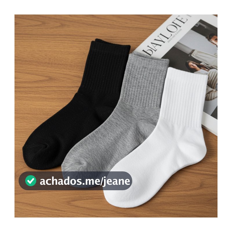 Par de Meias Classic Cano Médio Masculina Feminina Unissex Sortida
