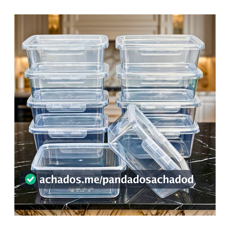 Kit 14 Marmitas Fitness 800ml com Travas Laterais - Plástico Reutilizável Alimentos Organizadoras