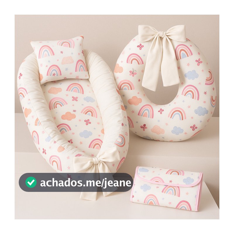 Kit enxoval de bebê –Almofada de Amamentação + Ninho Redutor de Berço + Trocador Portátil Estampado
