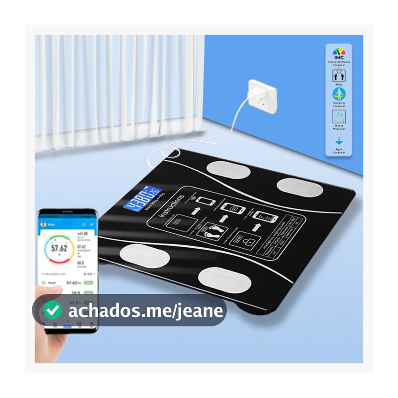 <USB> Balança USB Digital Corporal Bioimpedância 180KG Display Lcd Bluetooth Aplicativo Fitness Treino Balança Banheiro