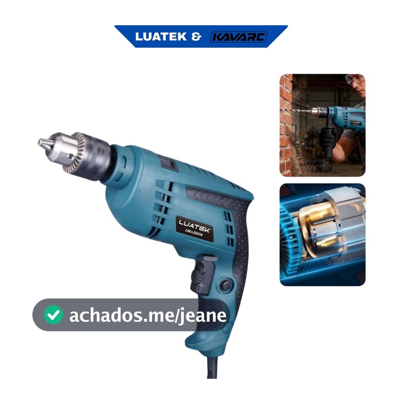 Furadeira de Impacto 850W Elétrica 13mm Rotação Reversível Controle de Velocidade-LUATEK