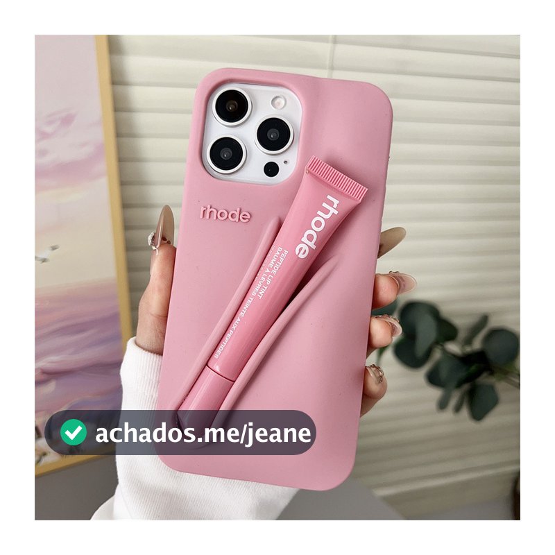 Luxo Hailey Rhode Com Batom Esmalte Bálsamo Capa De Telefone Para iPhone 16 15 14 13 12 11 Pro Max Silicone Macio Trasei