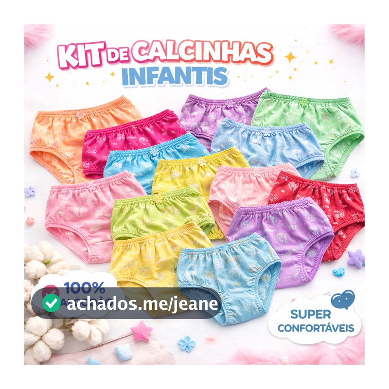 Calcinha Infantil Menina algodão Calcinha de Algodão Infantil calcinha confortável calcinha kit10-6