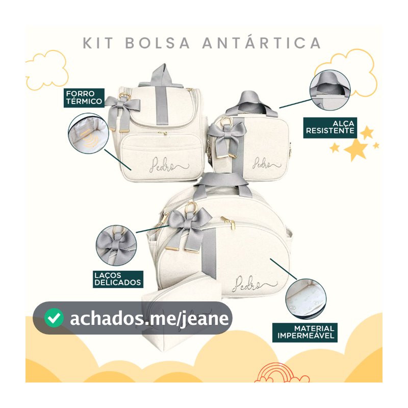 Kit Maternidade 4 Peças Bolsa Maternidade Enxoval de Bebê Térmica Impermeável Coleção Antártica