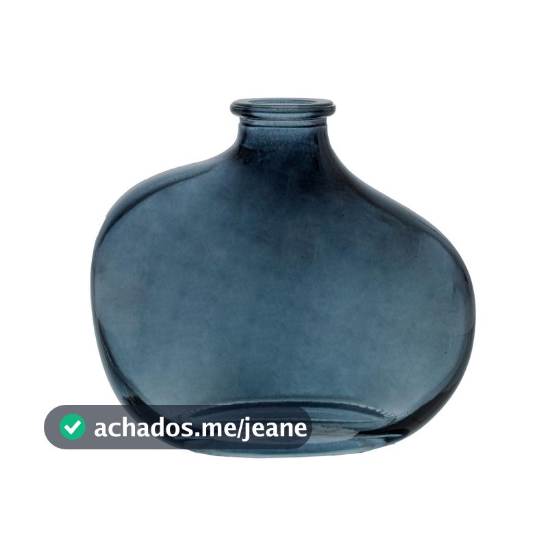 Vaso Decorativo Wolff Organics Azul de Vidro Formato Orgânico 11cm x 10cm x 5cm para Decoração de Sala Quarto e Estantes
