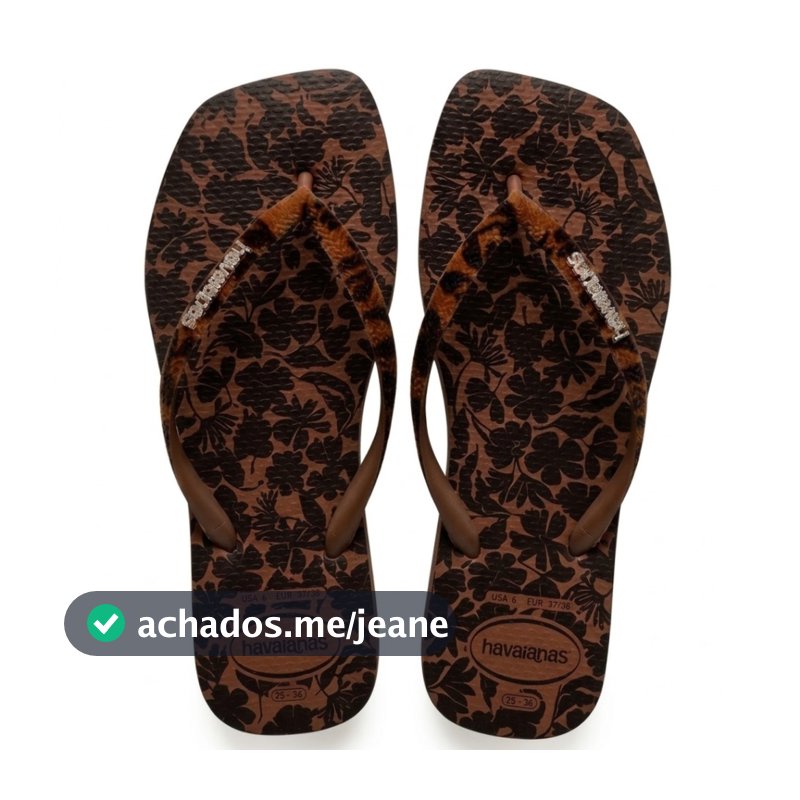 Havaianas Slim Square Oficial Velvet Floral Tira Veludo