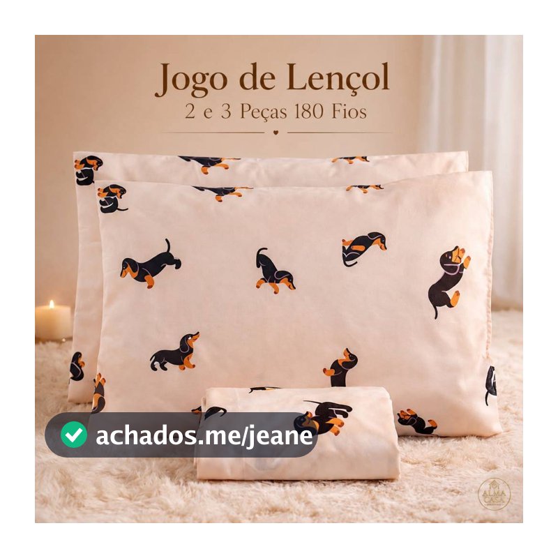 Jogo de Lençol 2 e 3 Peças Estampado Cachorro Salsicha Solteiro Casal Queen
