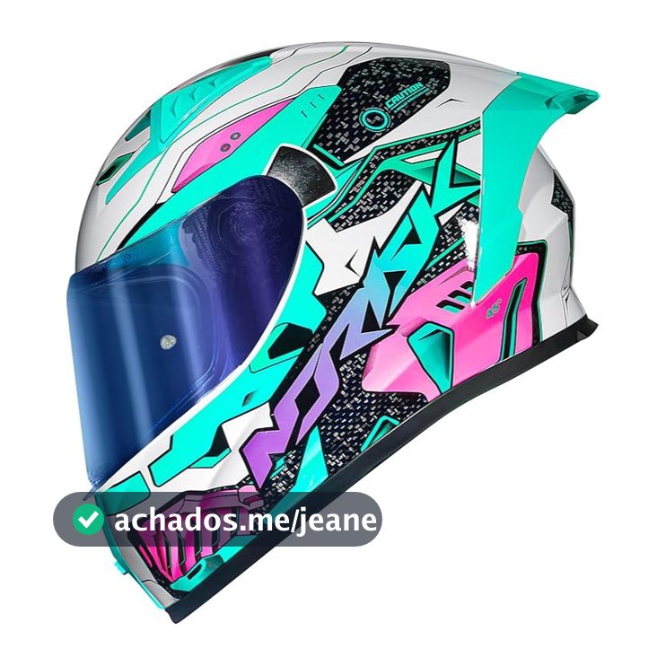 Capacete Moto Feminino Norisk Flow Robot Verde Rosa