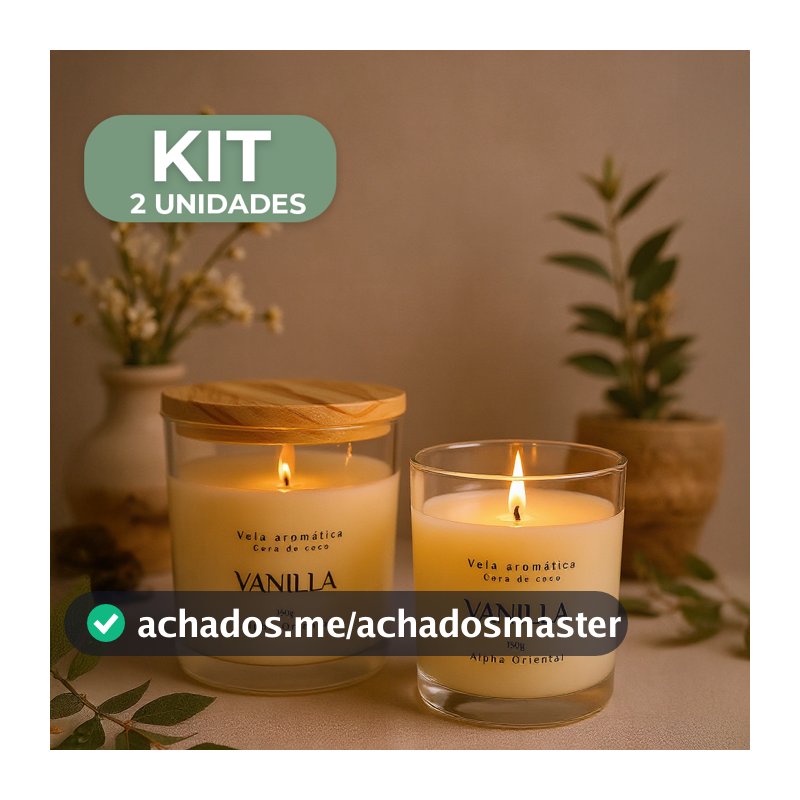 Kit 2 Vela aromática artesanal PREMIUM 150g - Vários Aromas - Com especiarias e tampa de madeira