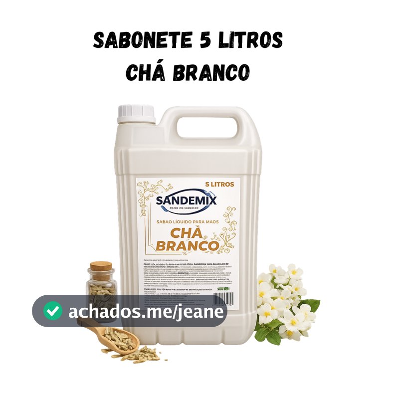 Sabonete Líquido Chá Branco 5L Essencias Perfumado Hidratante Limpeza Suave Galão Econômico