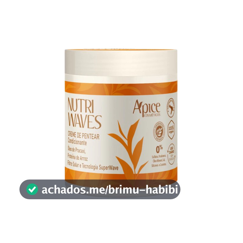 Creme De Pentear Nutri Waves Apice 500g Ação Condicionante Definição Dos Fios