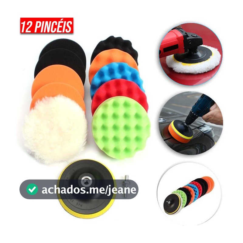 5/7/8/12 Peças Kit Boina de Polimento Automotivo M10/M14 3 Polegadas | Espuma e Lã para Furadeira
