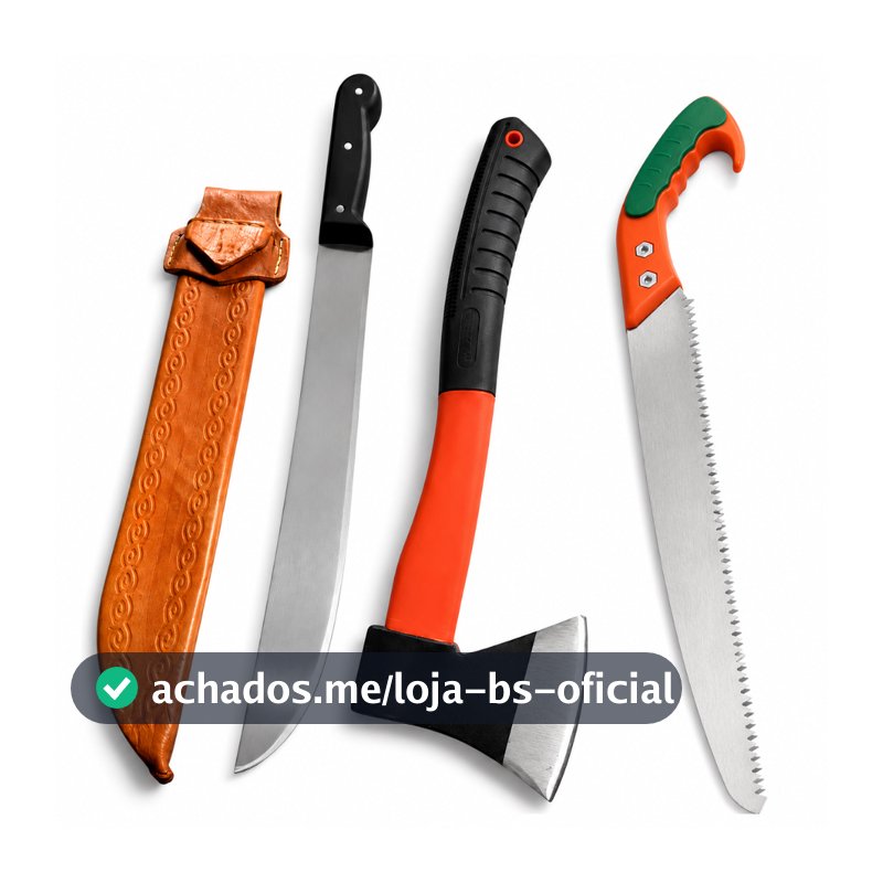 Facão Tramontina 12" polegadas mato galho cana + bainha couro + machadinha madeira + serrote poda