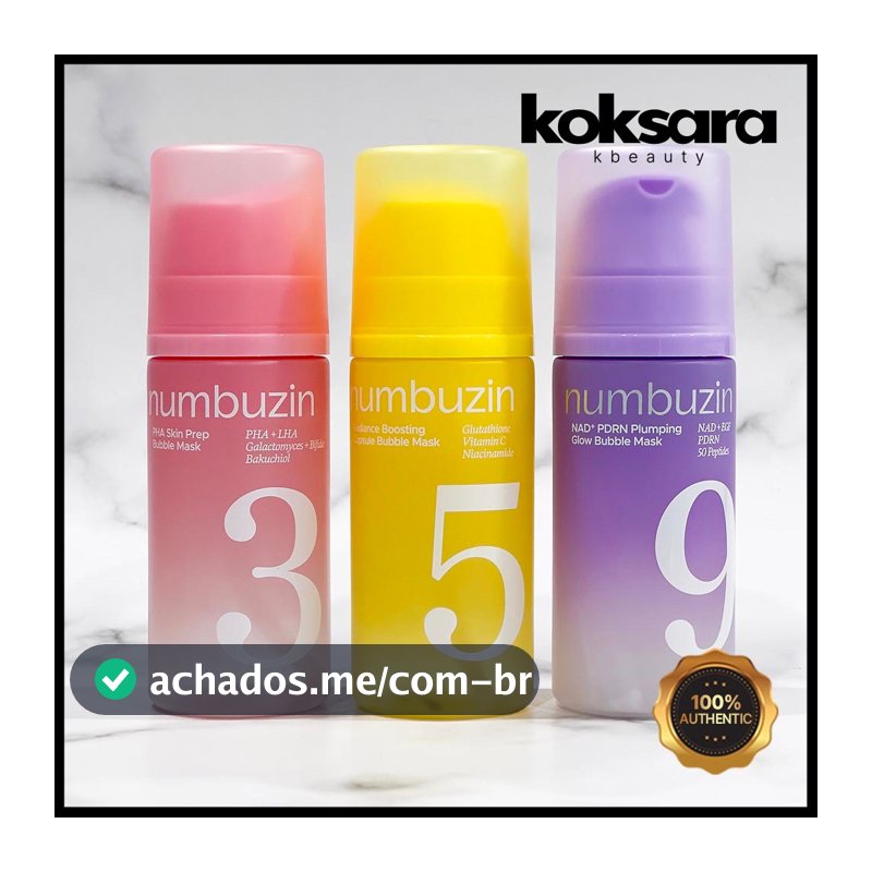 Numbuzin Bubble Mask Collection (No.3 PHA Skin Prep, No.5 Radiance Boosting Capsule, No.9 NAD+ PDRN Pluming Glow)