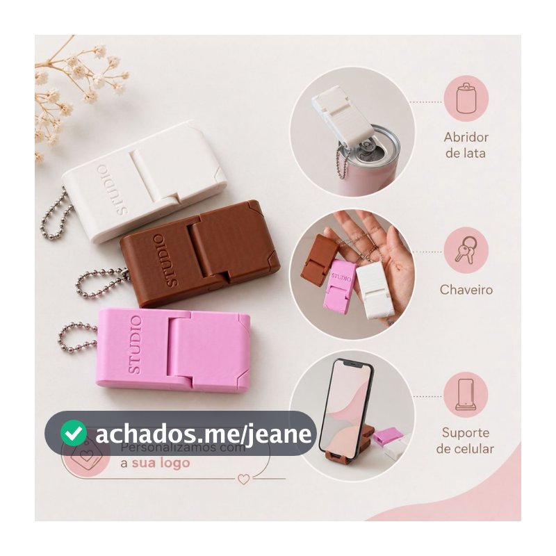 Kit Chaveiros Suporte de Celular + Abridor de Lata Minimalista VALOR ATACADO