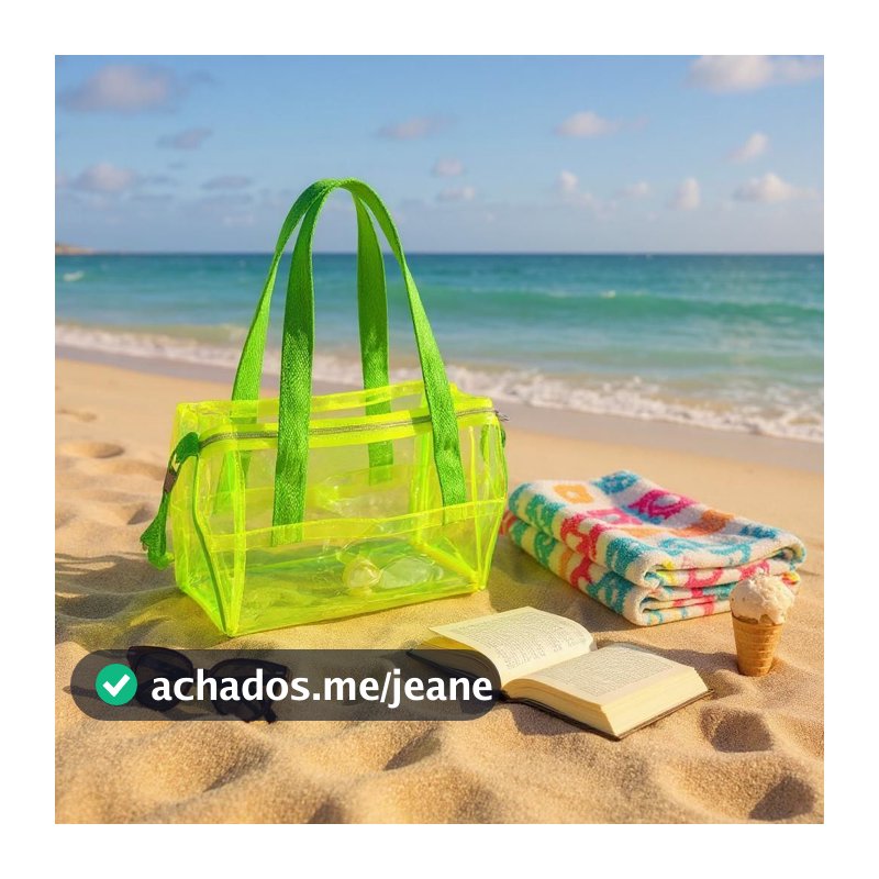 Bolsa Praia Piscina Maternidade Transparente Neon