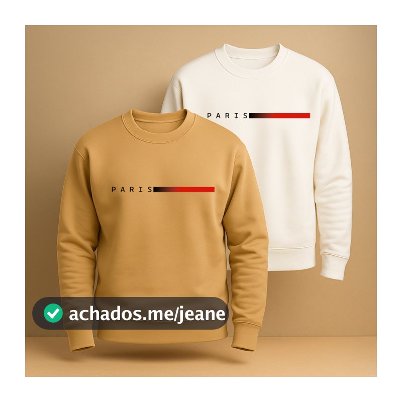 Kit 2 Blusa Moletom Paris Gola Redonda Blusa De Frio Algodão Casaco Feminino Masculino