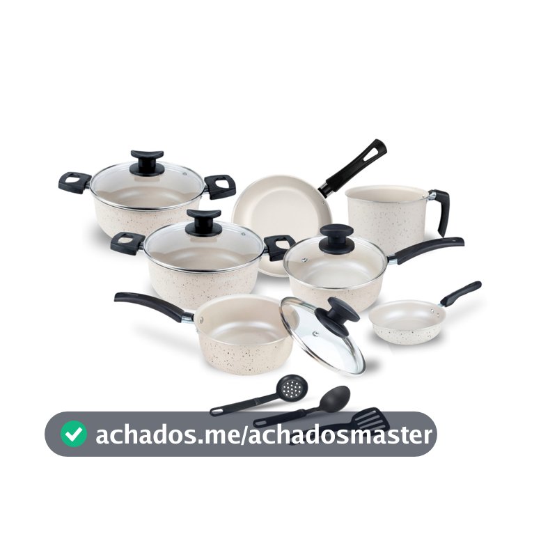 Conjunto Jogo de Panelas Teflon Atenas 10 Pçs Antiaderente Tampa de Vidro