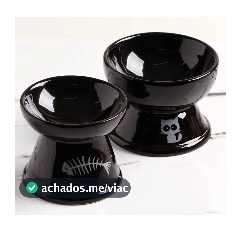 Comedouro Elevado Gatos Cerâmica Luxo Bebedouro Cerâmica PET Elevado Anti Formigas Higiênico Prático