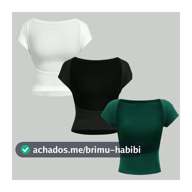 Kit 3 Blusas Costas Nuas Decote Redondo Manga Curta Moda Verão 2026 Gringa Blogueira