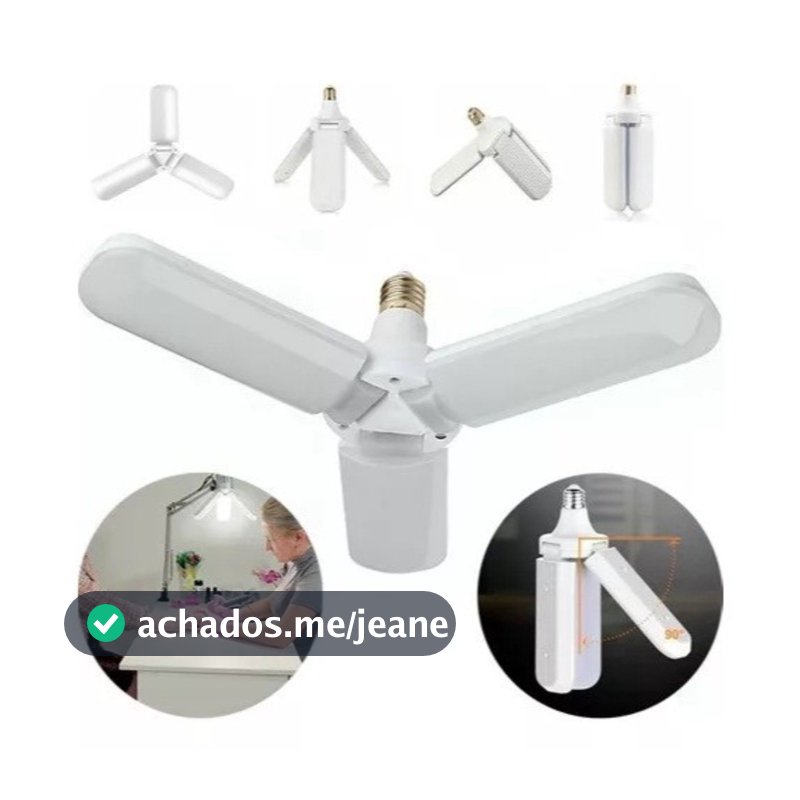 Lâmpada com 3 Pétala Bulbo LED 45W Dobrável Ajustável Luminária Fan Bivolt