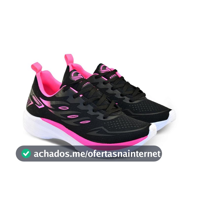 Tenis Feminino Escolar Academia Original FREEDOM Corrida Caminhada Lançamento PRETO PINK