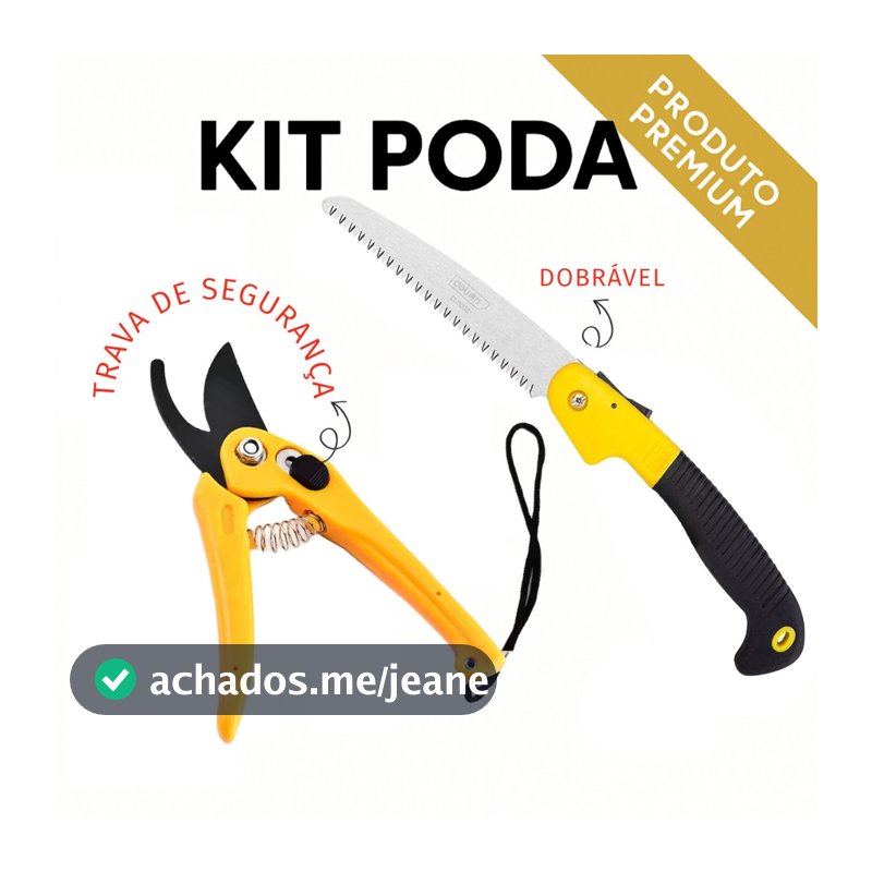 Kit Jardinagem Cultivo Paisagismo Poda Tesoura + Serra Dobrável Galhos Plantas Árvore Serrote Bonsai Trava De Segurança