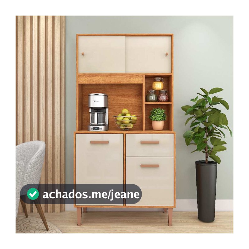 Cozinha Compacta Dália Armário 2 Portas  + Balcão 2 Portas 1 Gaveta - Shark Móveis