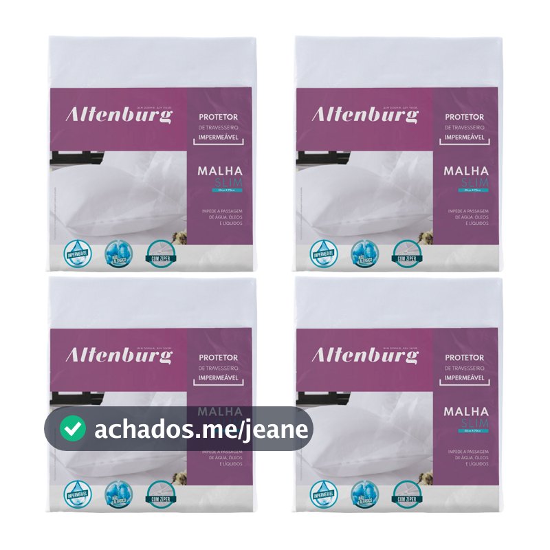 Kit 4 Capas Protetora De Travesseiro Altenburg Impermeável Antialérgico Com Zíper