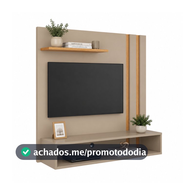 Painel Light Tv 32 Polegadas Prateleira Superior Detalhe Lateral Nicho Organizador Porta Itens