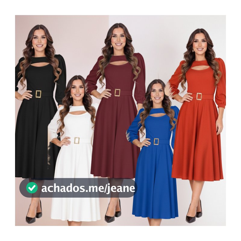Vestido Feminino Mídi Rodado Vaze Manga Princesa 3/4 Cinto Faixa Moda Evangélica Casual Festa 38ao54