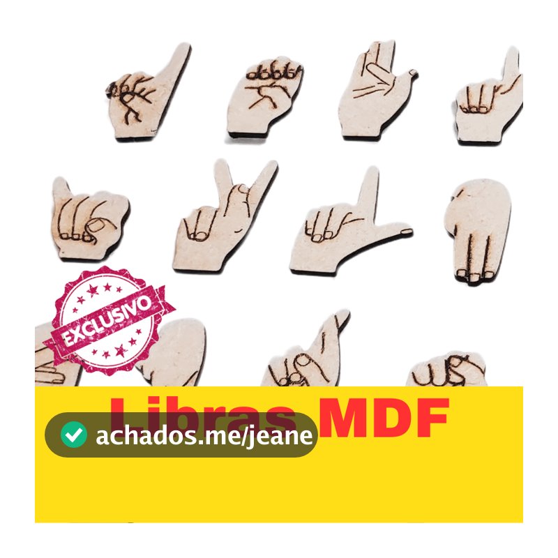 Alfabeto em Libras em MDF 3mm com Encarte e 26 letras