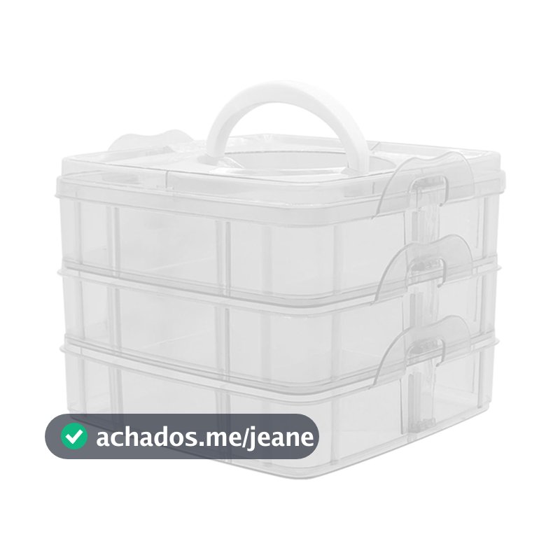 Maleta Organizadora 6 Divisórias 12Cm X 15Cm Transparente Caixa Organizadora Para Miçangas Com Três Compa