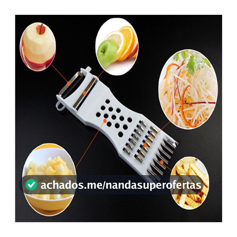 kit 2 Descascador de Alimentos Multifuncional 4em 1e5em 1 Cortador Ralador Fatiador De Alimentos de Plástico Colorido