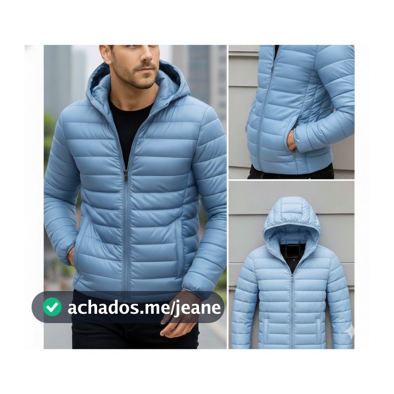 Kit Com 2 Jaqueta Masculina Bobojaco Impermeável Puffer Corta Vento Nylon Capuz