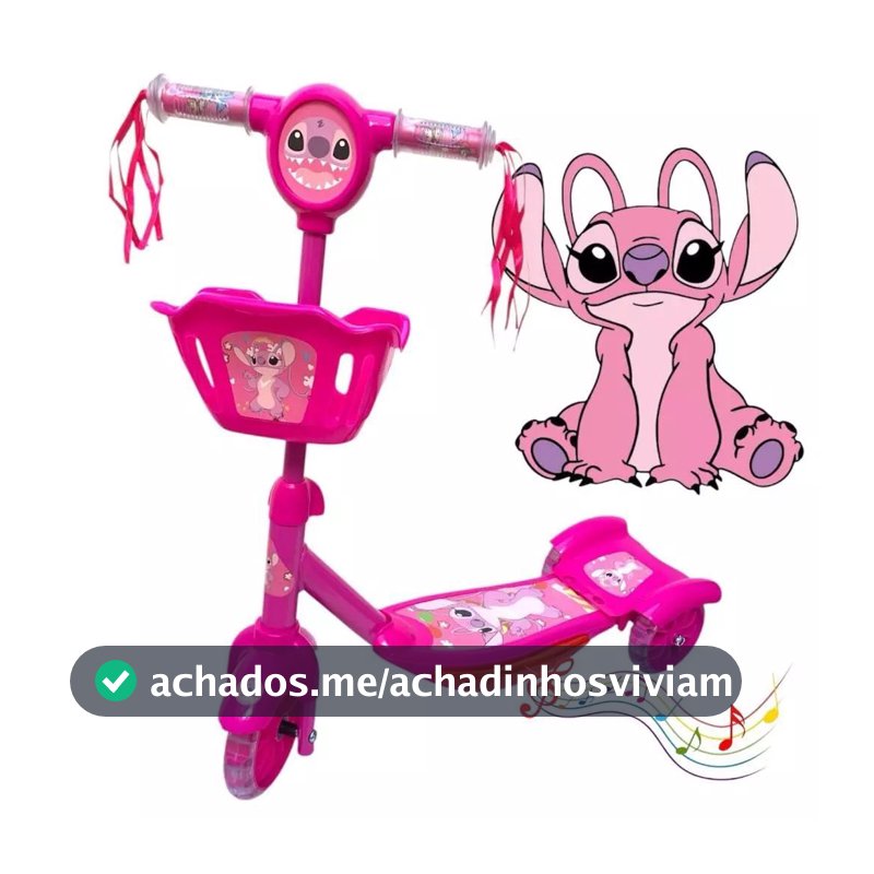 Patinete Infantil 3 Rodas Varia Modelos Musica C/Cesta Luz Musica Promoção
