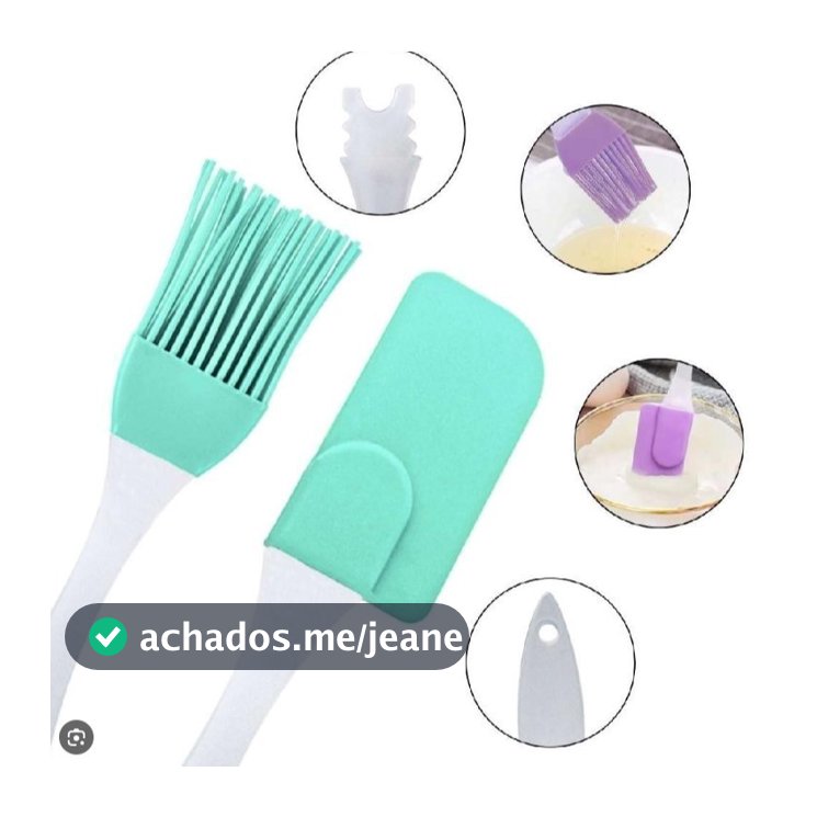 Kit Espátula + Pincel Silicone Cozinha Culinária Multicolor Espátula Raspa Tudo
