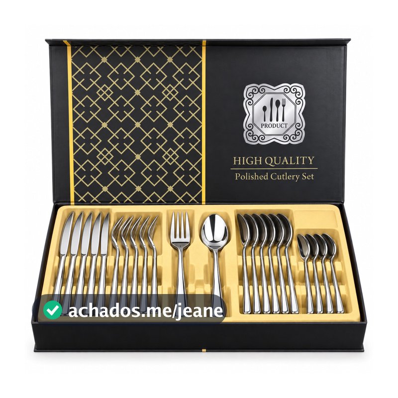 Conjunto de Talheres 24 Peças em Aço Inoxidável c/ Estojo
